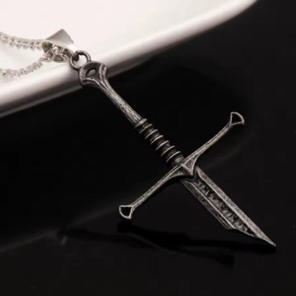 925 Silver Necklace w/ Broken Sword Runic Viking Men's Valentine's Birthday Gift